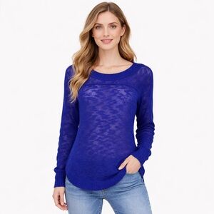 Rebellious One New Burnout Scoop neck Blue Casual Lightweight Sweater Size M